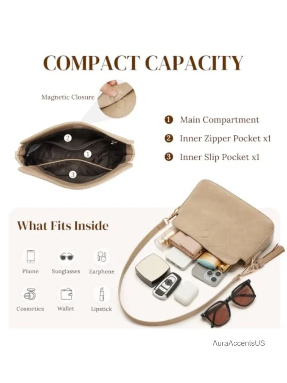 Suede Vegan Leather Hobo Shoulder Crossbody Bag with 2 Straps